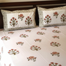 Red Floral HandBlocked 400TC Cotton Bedsheet | King Size | side view