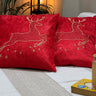 Red Velvet Embroidered Reindeer Cushion – Single Piece Overall view