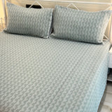 Reversible Soft Green Mul Cotton Bedcover Set | front view