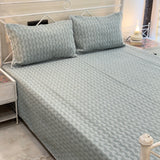 Reversible Soft Green Mul Cotton Bedcover Set | full view