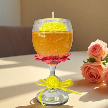 Rose Flower Glass Candle | Handmade Decorative Piece by Mother | Front angle view
