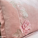 Rose Pink Embroidered Warm Velvet Bedsheet Set | focus view