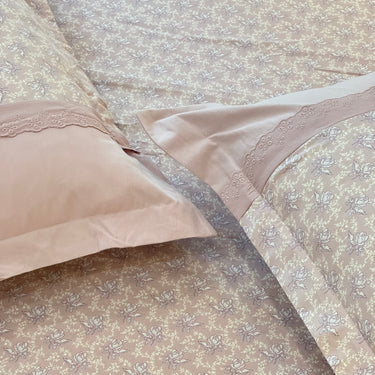 Rosy Rose Soft Cotton Feel Double Bed Bedsheet Set with Lace Detailed Pillow Covers (250 x 270 cm) | top view