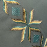 Royal Blue Embroidered 400TC Cotton Bedsheet Set | embroidery close view