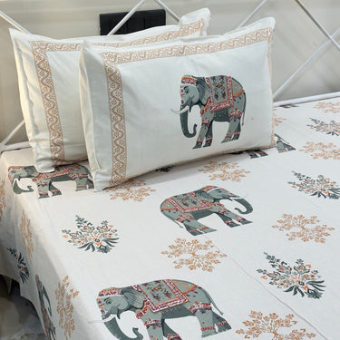 Royal Elephant Printed Cotton Bedsheet Set | creative view