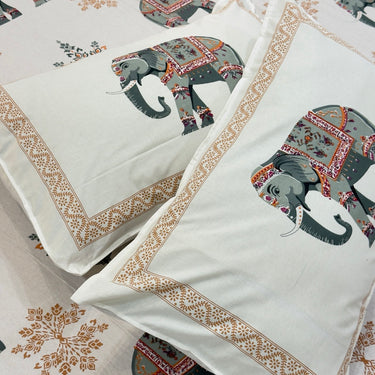 Royal Elephant Printed Cotton Bedsheet Set | pillow view