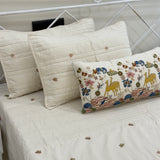 Royal Garden Embroidered Linen Bedcover Set | 100% Linen | 4-Piece Set | cushion view