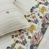 Royal Garden Embroidered Linen Bedcover Set | 100% Linen | 4-Piece Set | embroidery view