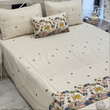 Royal Garden Embroidered Linen Bedcover Set | 100% Linen | 4-Piece Set | full view