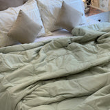 Sage Green Soft Fibre Quilted AC Comforter | front view