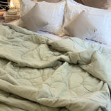 Sage Green Soft Fibre Quilted AC Comforter | side view