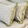 Slate Blossom Soft Cotton Feel Double Bed Bedsheet Set with Lace Detailed Pillow Covers (250 x 270 cm)  | Side Pillow view