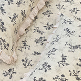Slate Blossom Soft Cotton Feel Double Bed Bedsheet Set with Lace Detailed Pillow Covers (250 x 270 cm) | focus view