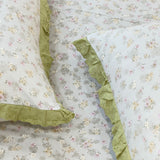 Slate Blossom Soft Cotton Feel Double Bed Bedsheet Set with Lace Detailed Pillow Covers (250 x 270 cm)  | frill focus view
