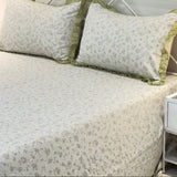 Slate Blossom Soft Cotton Feel Double Bed Bedsheet Set with Lace Detailed Pillow Covers (250 x 270 cm)  | full length view