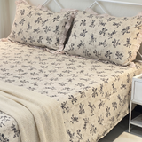 Slate Blossom Soft Cotton Feel Double Bed Bedsheet Set with Lace Detailed Pillow Covers (250 x 270 cm) | full view