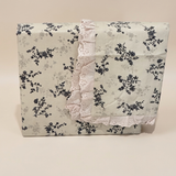 Slate Blossom Soft Cotton Feel Double Bed Bedsheet Set with Lace Detailed Pillow Covers (250 x 270 cm) | studio front view