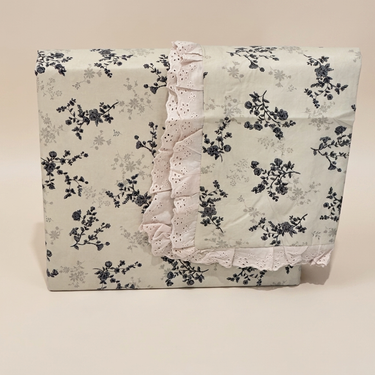 Slate Blossom Soft Cotton Feel Double Bed Bedsheet Set with Lace Detailed Pillow Covers (250 x 270 cm) | studio front view