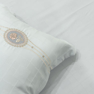 Soft Blue Embroidered Bedsheet Set | Super Soft with Pillow Embroidery | embroidered view