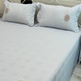 Soft Blue Embroidered Bedsheet Set | Super Soft with Pillow Embroidery | full view