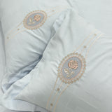 Soft Blue Embroidered Bedsheet Set | Super Soft with Pillow Embroidery | pillow view