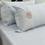 Soft Blue Embroidered Bedsheet Set | Super Soft with Pillow Embroidery | side view