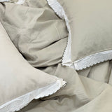 Soft Green 6 peice Summer Bedding Set with Lace Details | King Size | lace view