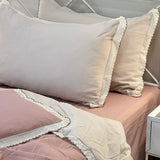 Soft Pink 6 peice Summer Bedding Set with Lace Details | King Size | pillow view
