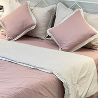 Soft Pink 6 peice Summer Bedding Set with Lace Details | King Size | side view