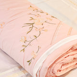 Soft Pink Embroidered AC Comforter | Double | fold view