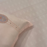 Soft Pink Embroidered Bedsheet Set | bedsheet close up view