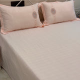 Soft Pink Embroidered Bedsheet Set | full view