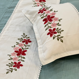 Soft aqua Embroidered Pure Cotton Linen Bedsheet | 110 X 110 creative view