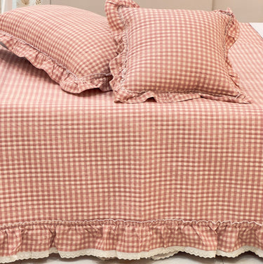 Strawberry Picnic Lace Gingham Bedcover with Cushion Covers | Butterbed | cushion view