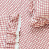 Strawberry Picnic Lace Gingham Bedcover with Cushion Covers | Butterbed | lace view