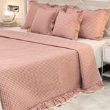 Strawberry Picnic Lace Gingham Bedcover with Cushion Covers | Butterbed | side view