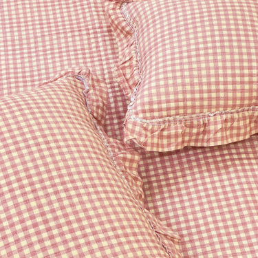 Strawberry Picnic Lace Gingham Bedcover with Cushion Covers | Butterbed | top view