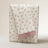 Strawberry Waffle Cotton Feel Double Bed Bedsheet Set with Soft Comfort Layer & Lace Detailed Pillow Covers (250 x 270 cm) | butterbed | front studio view