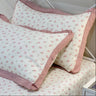 Strawberry Waffle Cotton Feel Double Bed Bedsheet Set with Soft Comfort Layer & Lace Detailed Pillow Covers (250 x 270 cm) | butterbed | side pillow view