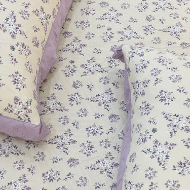 Taro Waffle Cotton Feel Double Bed Bedsheet Set with Soft Comfort Layer & Lace Detailed Pillow Covers (250 x 270 cm) | focus view