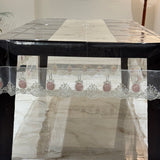 Transparent Table Cover with Embroidered Scallop Frill Front view 