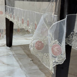 Transparent Table Cover with Embroidered Scallop Frill focus view