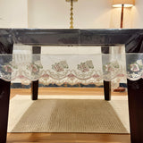 Transparent Table Cover with Rose Embroidered Frill | 6 Seater | creative front view