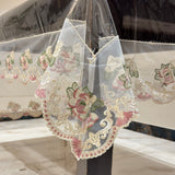 Transparent Table Cover with Rose Embroidered Frill side view