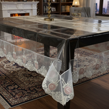 Transparent Table Cover with Round Ribbon Border | 6 Seater | close view