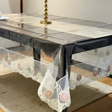 Transparent Table Cover with Round Ribbon Border | 6 Seater | creative view