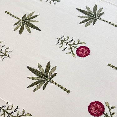 Tropical Garden Hand-blocked Cotton Bedsheet | Close View