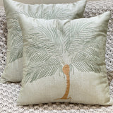 Tropical Palm Embroidered Cushion Cover | front view