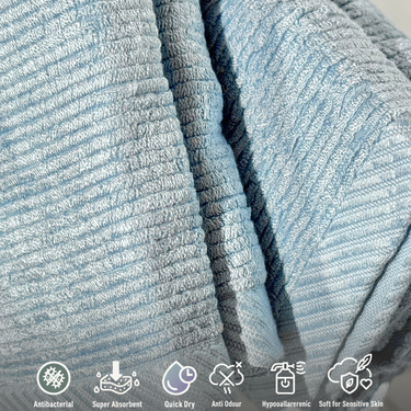 Ultra-Soft Bamboo hand Towels (Set of 2) | Sensitive Skin Special | Pastel Blue | focus view