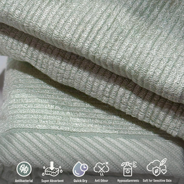 Ultra-Soft Bamboo hand Towels (Set of 2) | Sensitive Skin Special | Sage Green | focus shot